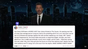 Lundi soir, Jimmy Kimmel n’a pas chômé, et ce, malgré le fait qu’il ait été l’hôte de la grandiose cérémonie des Oscars 2024 le soir précédent. Durant son habituel monologue, après une séquence musicale hilarante où Justin Timberlake avait endossé […]